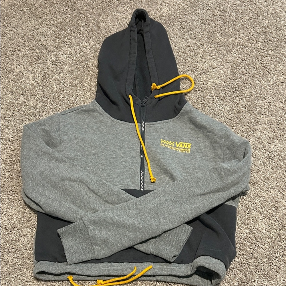 Vans Black and Gray Hoodie with Yellow Details